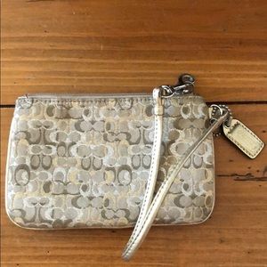 COACH mini metallic signature wristlet